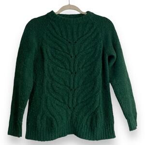 Mia Mai Green Open Knit Cable Knit Chunky Sweater Size Small Fall Academia